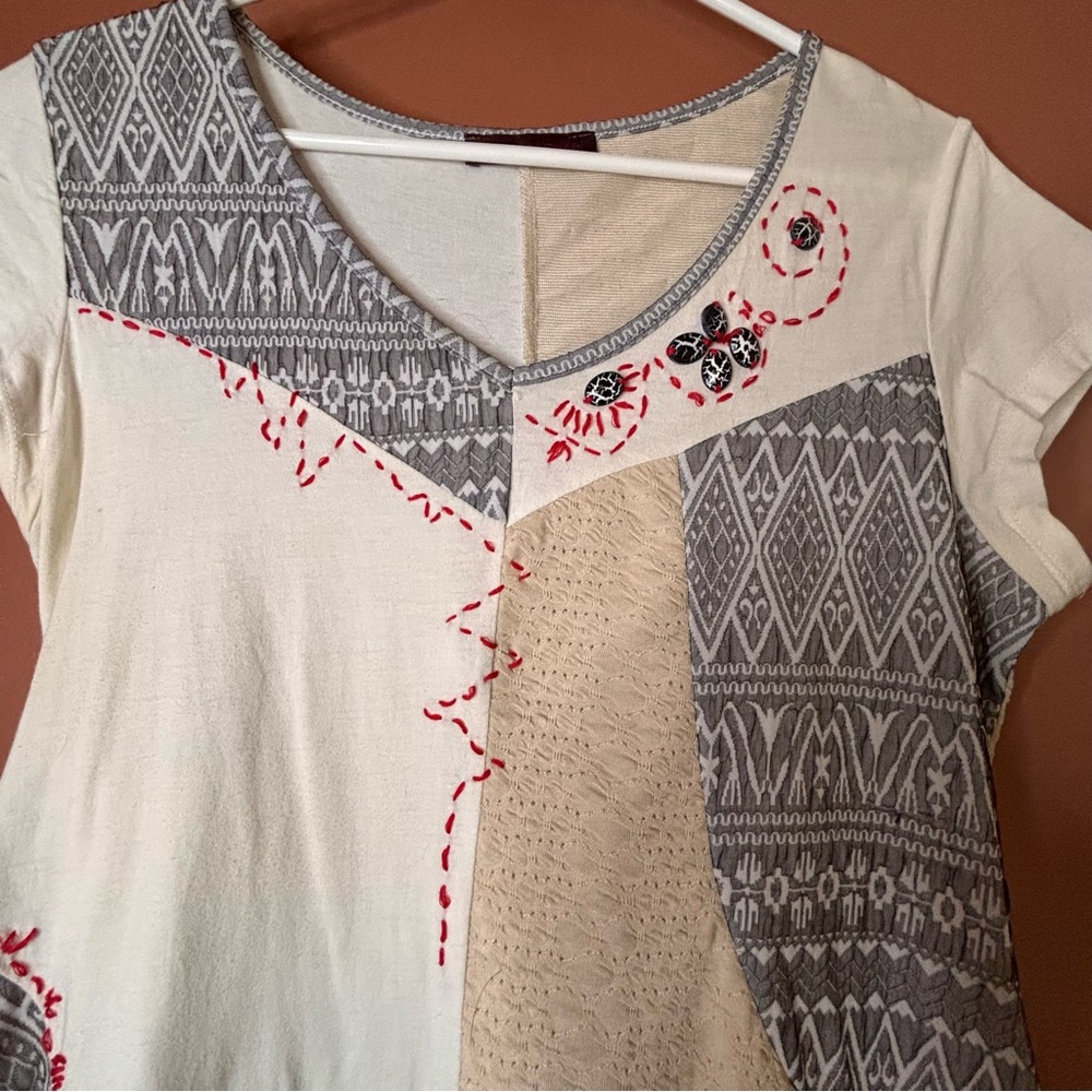 Boho Patchwork Dress With Geometric Patterns - image 3